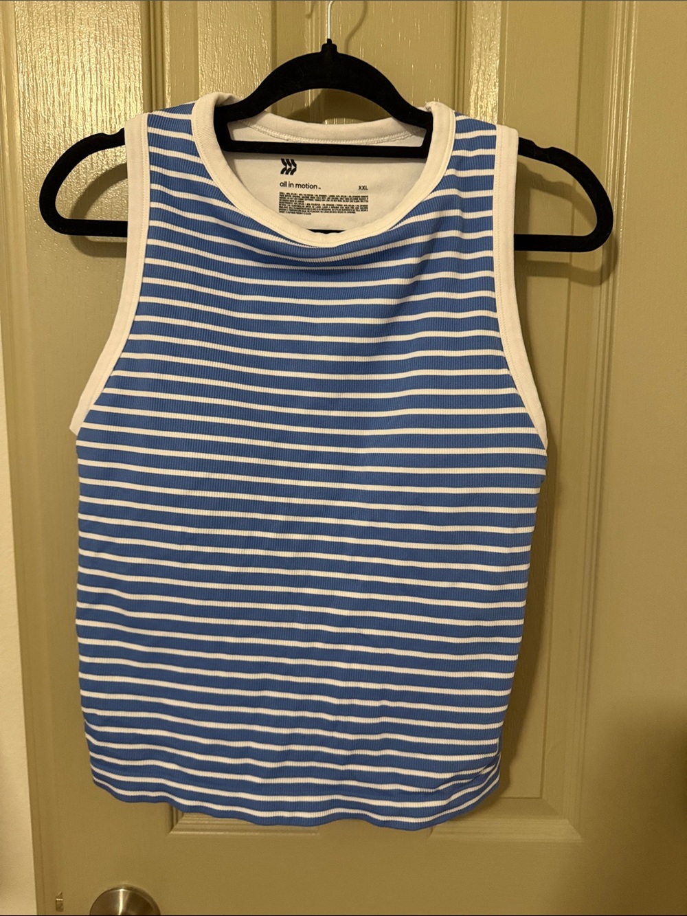 all in motion Blue and White Striped Ribbed Tank